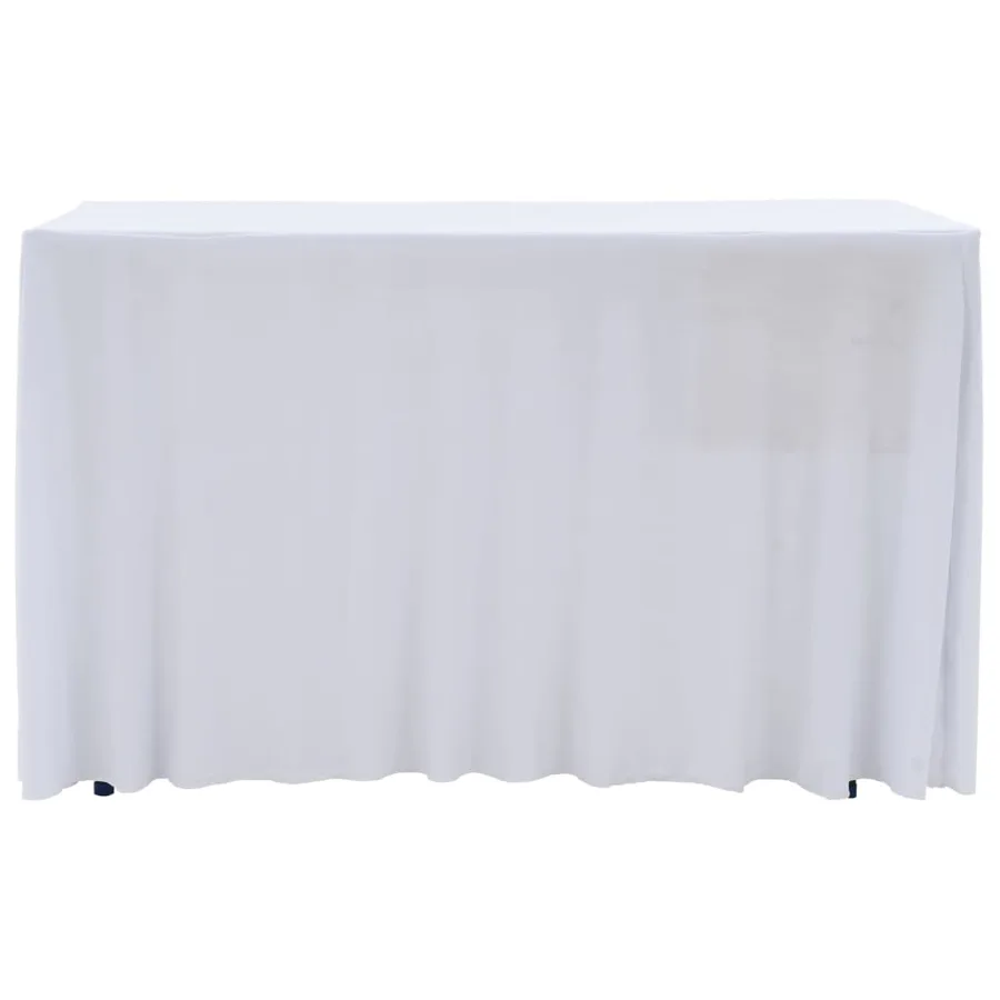 Nappes élastiques de table avec jupon 2 pcs 120x60,5x74cm Blanc - 2