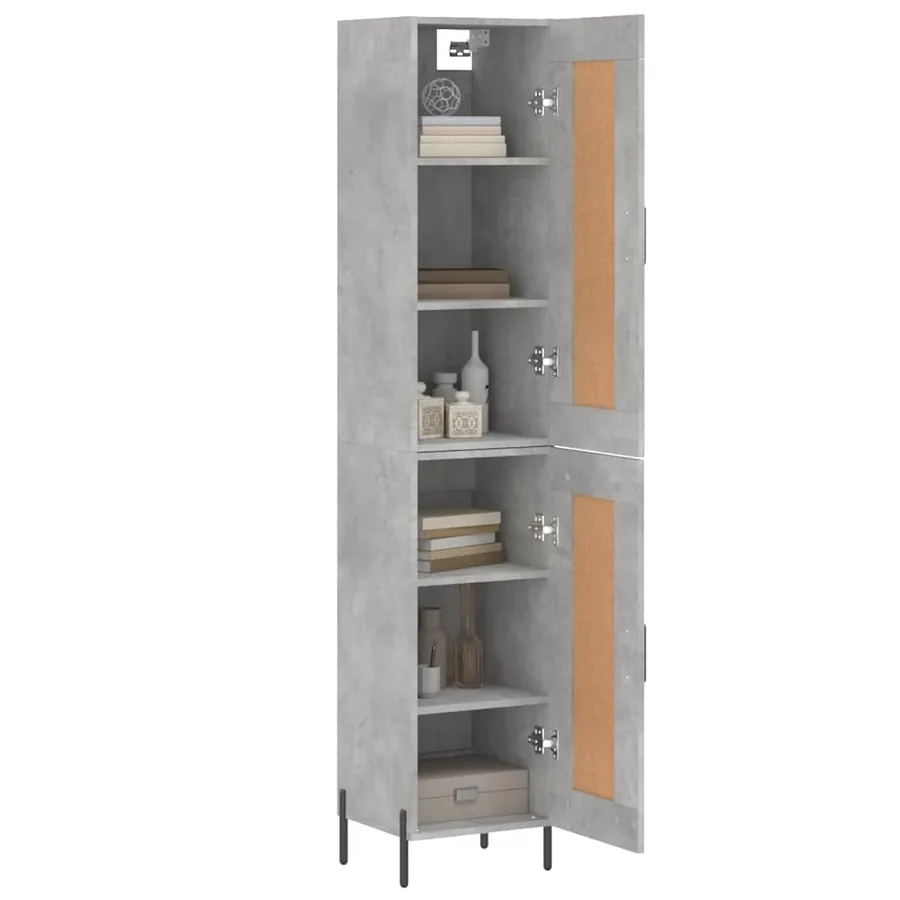 Buffet haut Gris béton 34,5x34x180 cm Bois d'ingénierie - 3