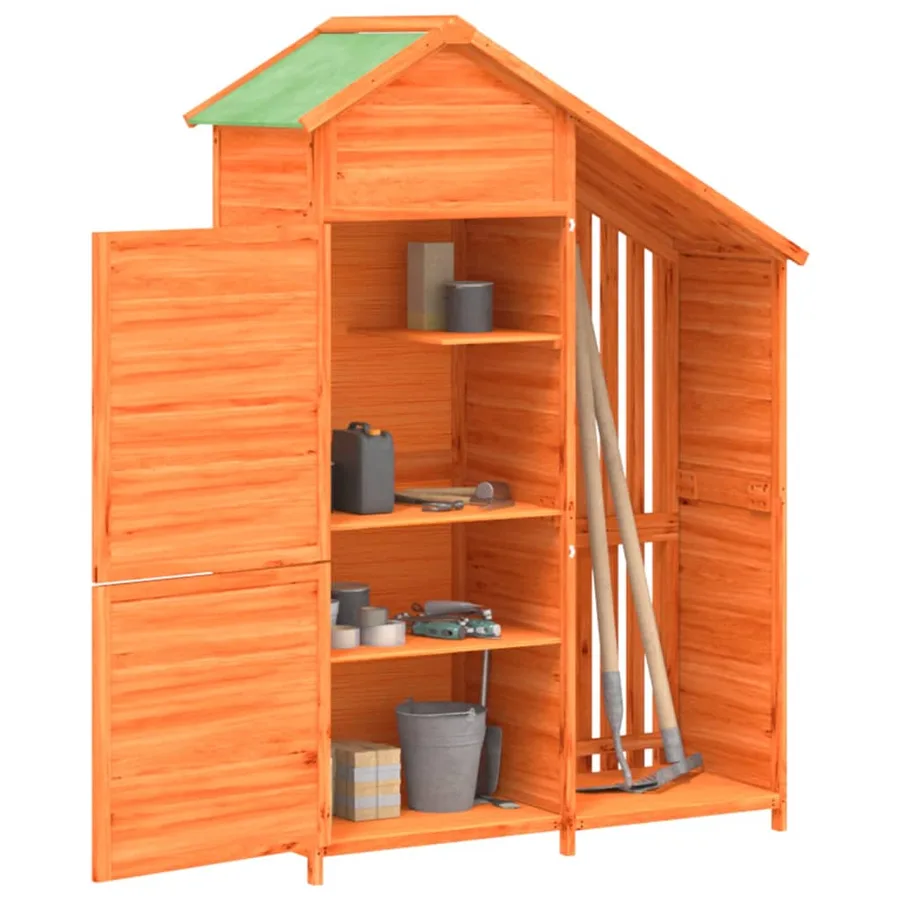 Abri à outils de jardin marron 120x53,5x170 cm bois massif pin - 3