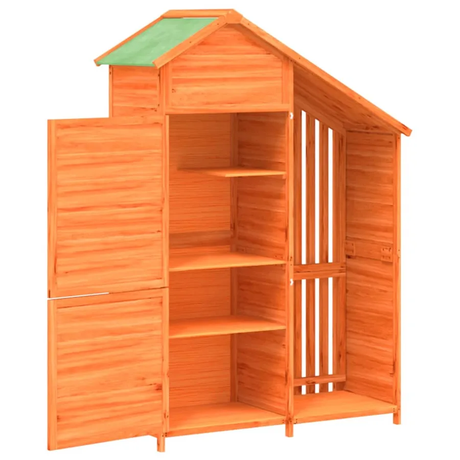 Abri à outils de jardin marron 120x53,5x170 cm bois massif pin - 5