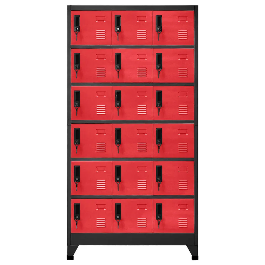 Armoire à casiers Anthracite et rouge 90x40x180 cm Acier - 2