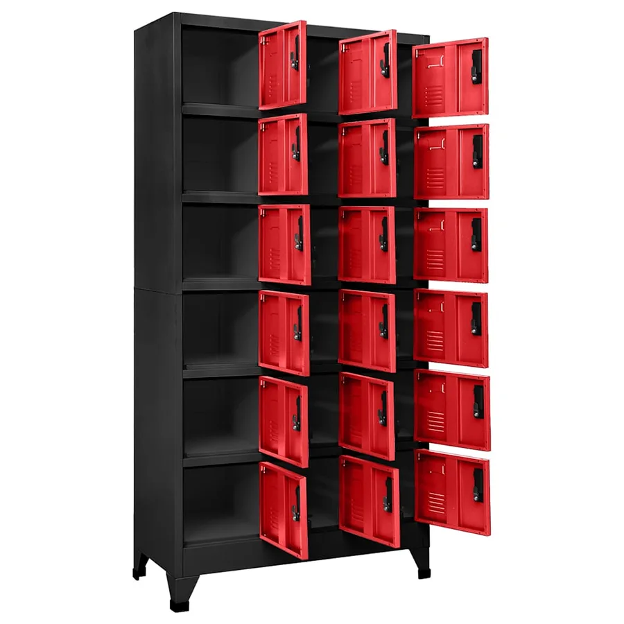 Armoire à casiers Anthracite et rouge 90x40x180 cm Acier - 3