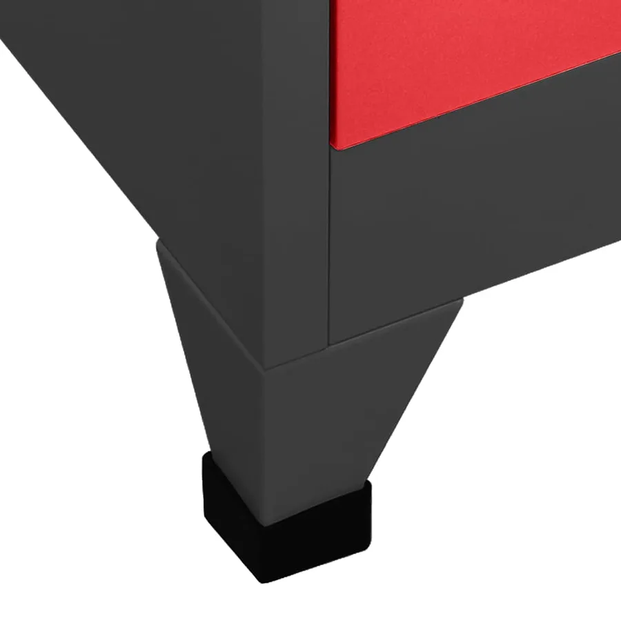 Armoire à casiers Anthracite et rouge 90x40x180 cm Acier - 6