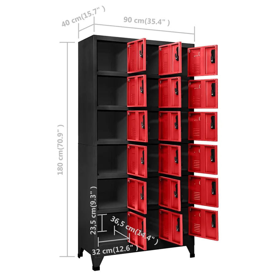 Armoire à casiers Anthracite et rouge 90x40x180 cm Acier - 8