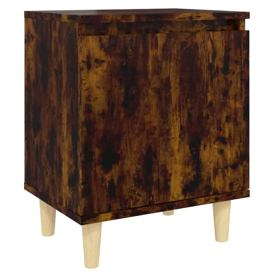 Table de chevet avec pieds en bois Chêne fumé 40x30x50 cm - 2