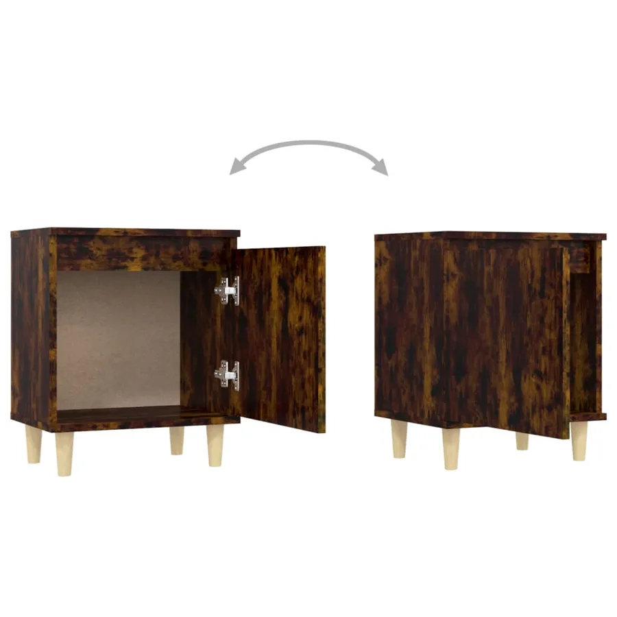Table de chevet avec pieds en bois Chêne fumé 40x30x50 cm - 7