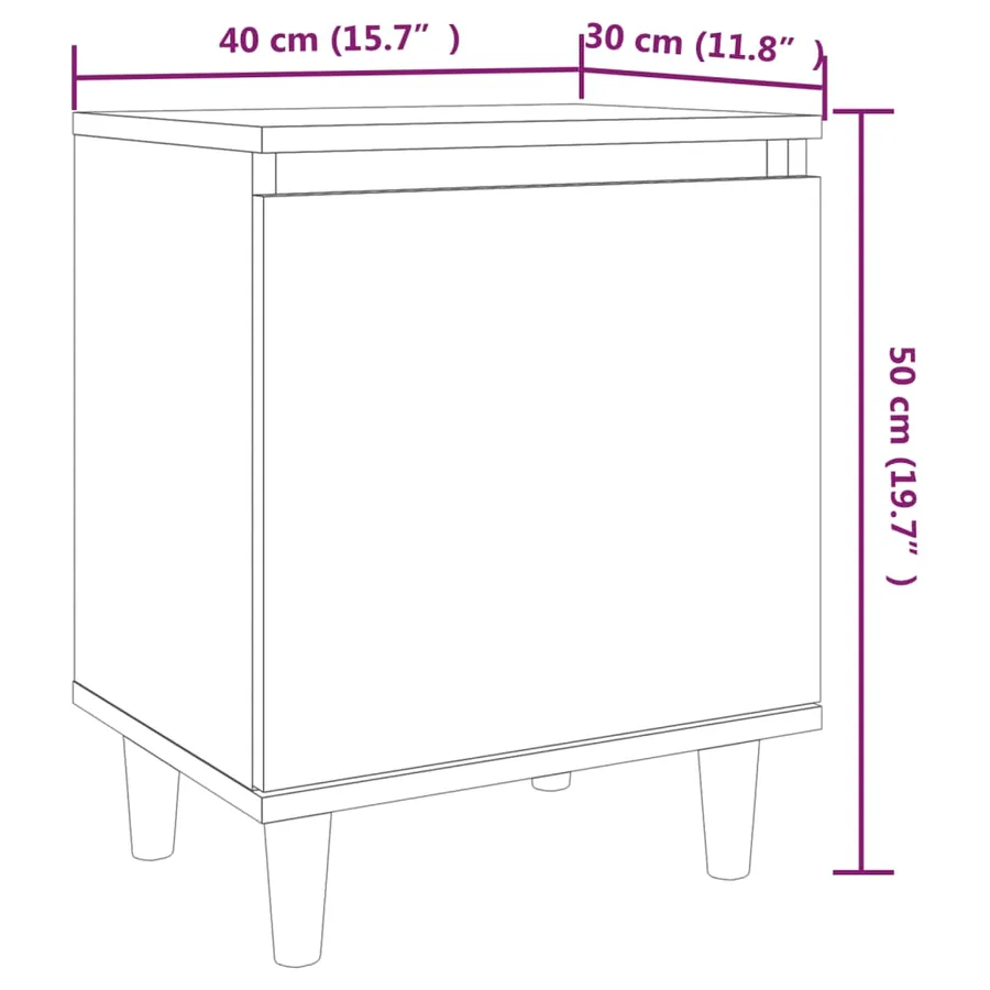 Table de chevet avec pieds en bois Chêne fumé 40x30x50 cm - 8