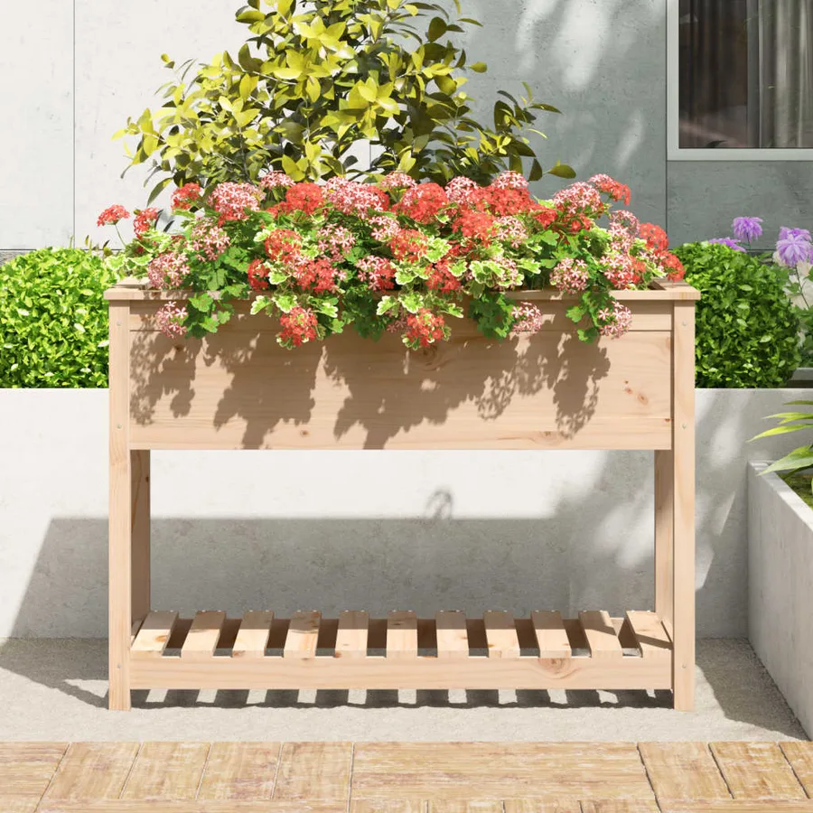 Jardinière avec étagère 111,5x54x81 cm Bois massif de pin - 3