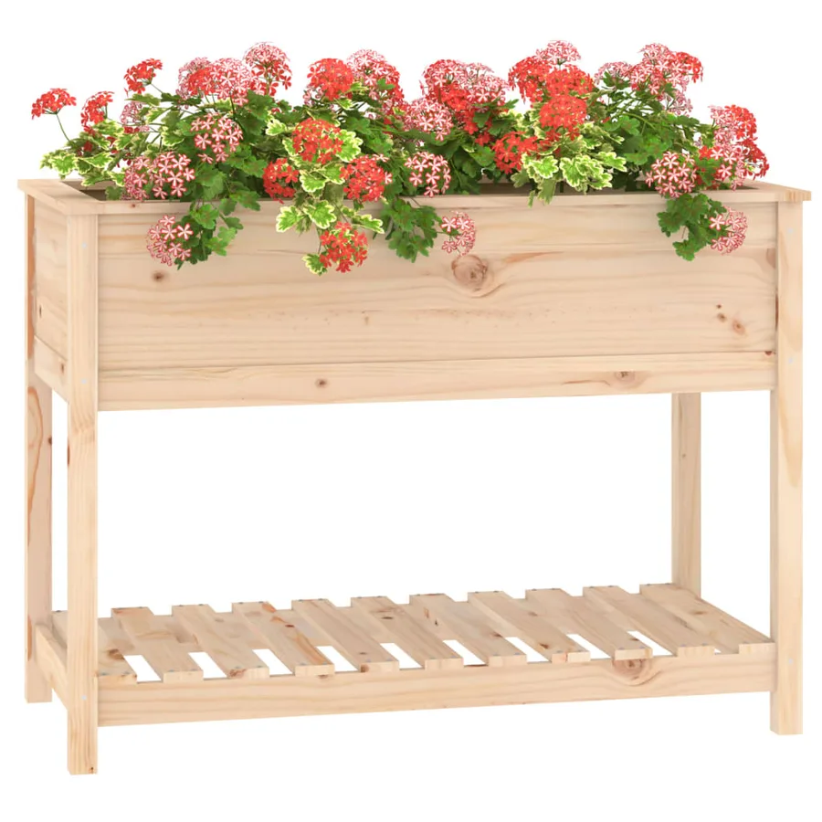 Jardinière avec étagère 111,5x54x81 cm Bois massif de pin - 4