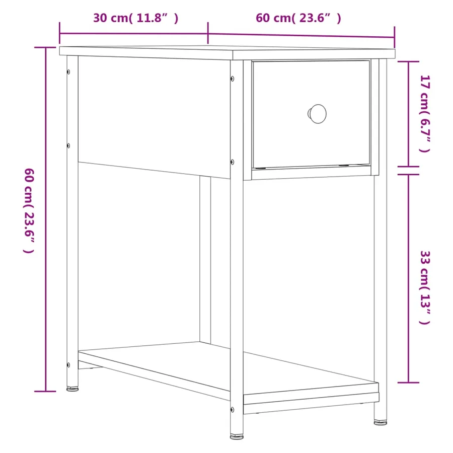 Tables de chevet 2 pcs chêne sonoma 30x60x60 cm bois ingénierie - 12