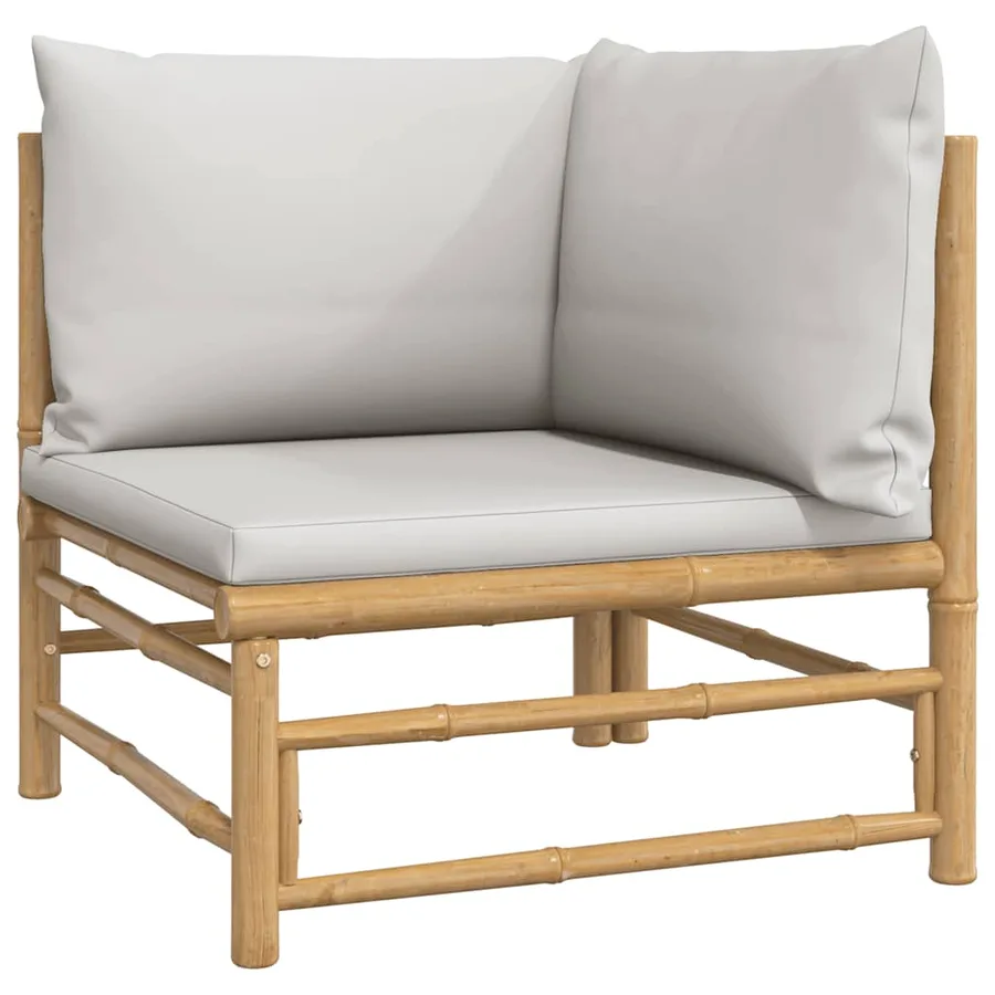 Salon de jardin 2 pcs avec coussins gris clair bambou - 4