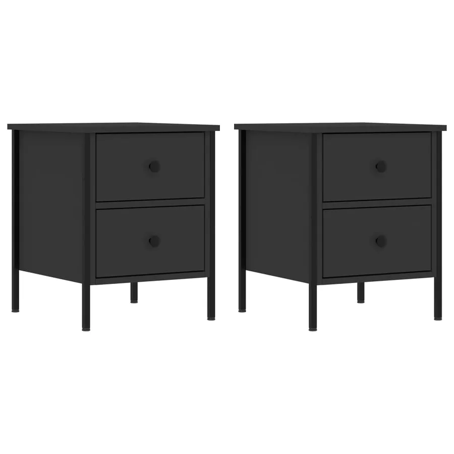 Tables de chevet 2 pcs noir 40x42x50 cm bois d’ingénierie - 2