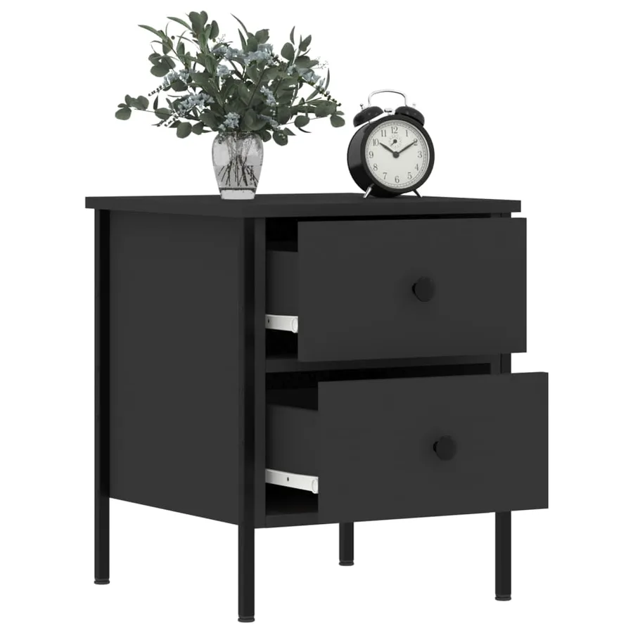 Tables de chevet 2 pcs noir 40x42x50 cm bois d’ingénierie - 9