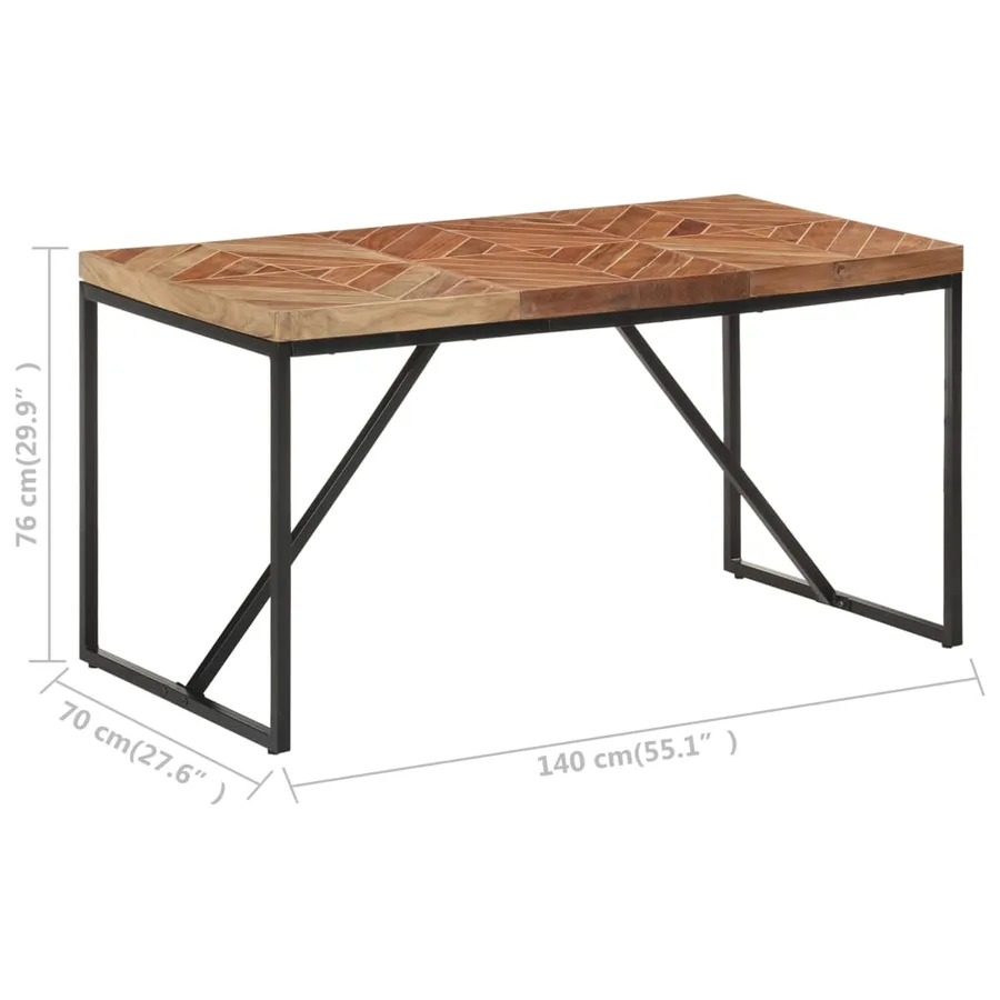 Table à dîner 140x70x76 cm Bois massif d'acacia et de manguier - 7