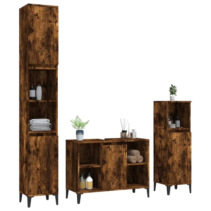 Ensemble de meubles de salle de bain 3 pcs Chêne fumé - 4