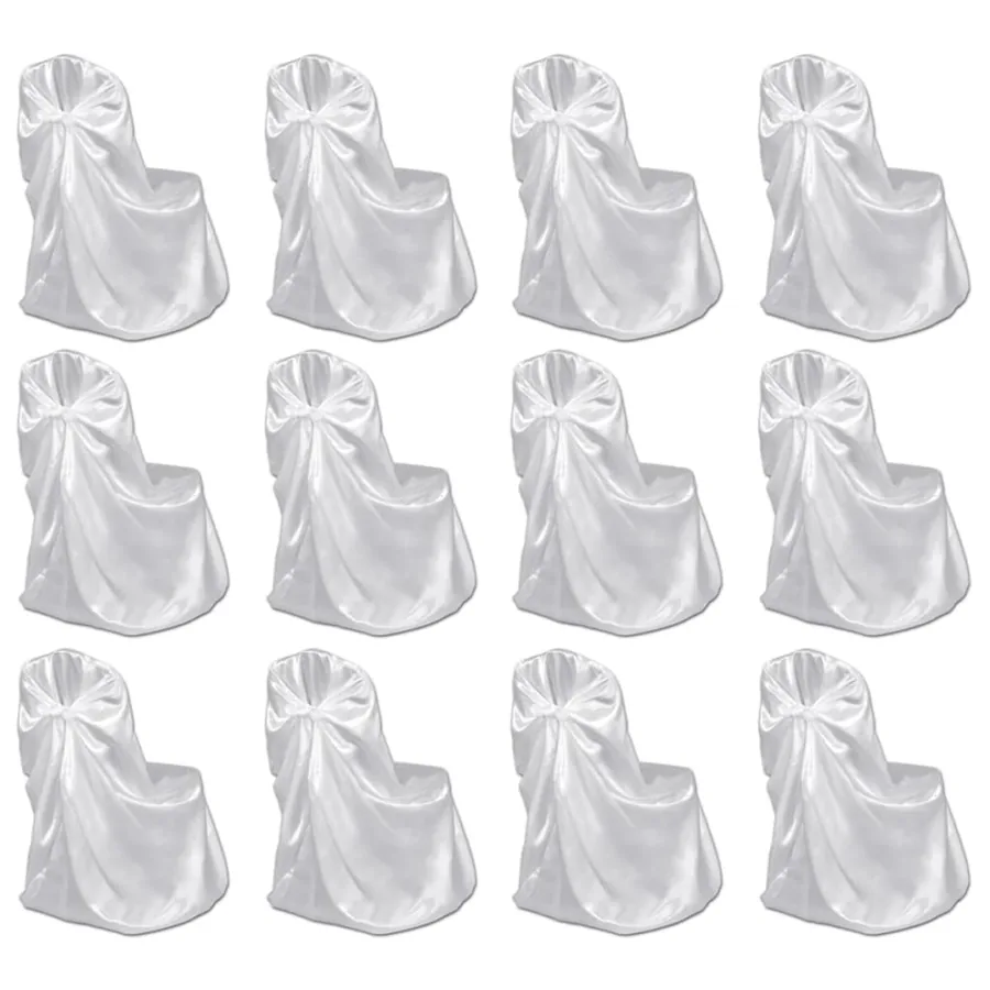 Housses de chaise pour banquet de mariage 12 pcs Blanc