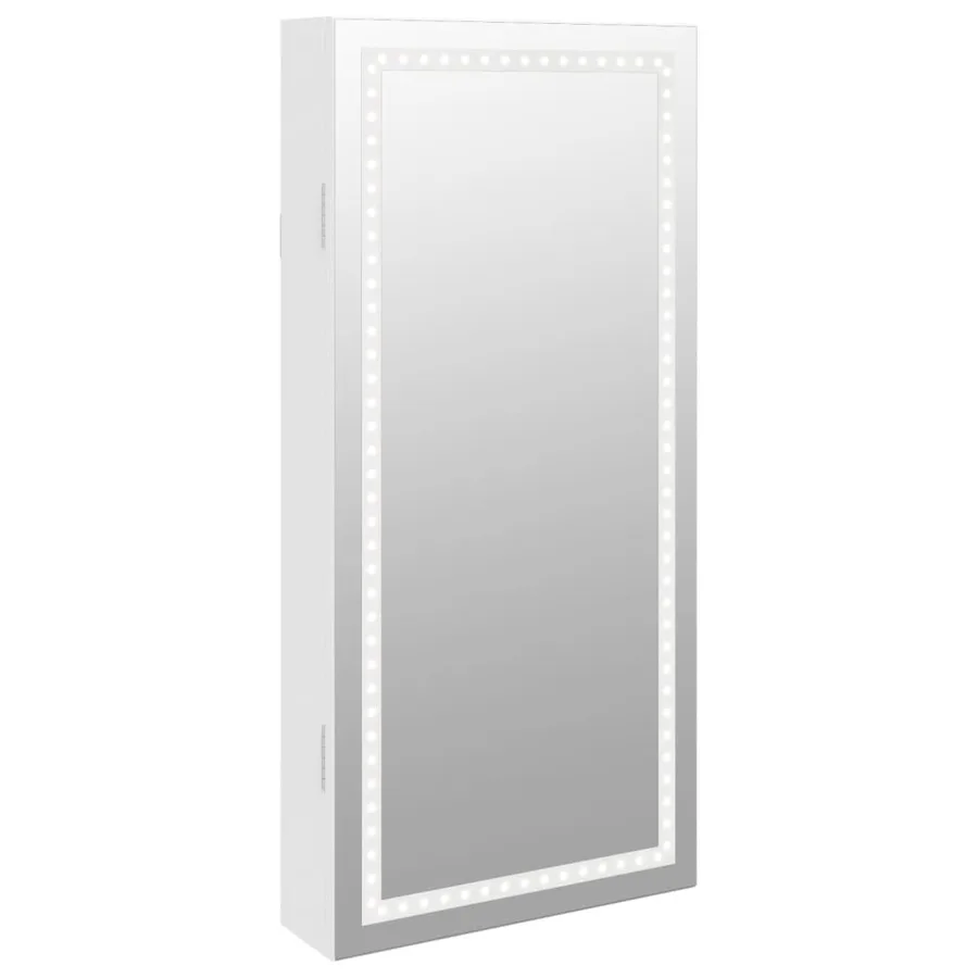 Armoire à bijoux avec miroir et éclairage LED mural blanc - 2