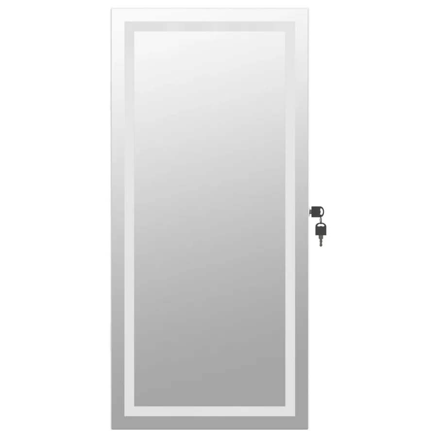Armoire à bijoux avec miroir et éclairage LED mural blanc - 5