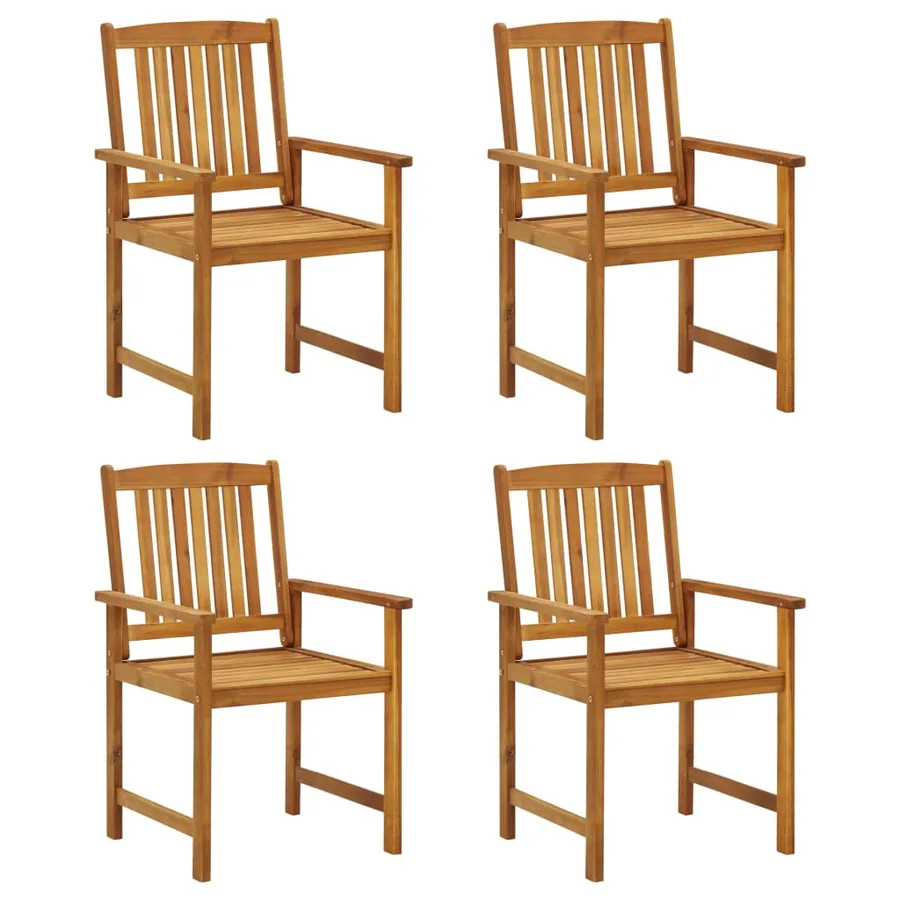 Chaises de jardin avec coussins lot de 4 Bois d'acacia massif - 3