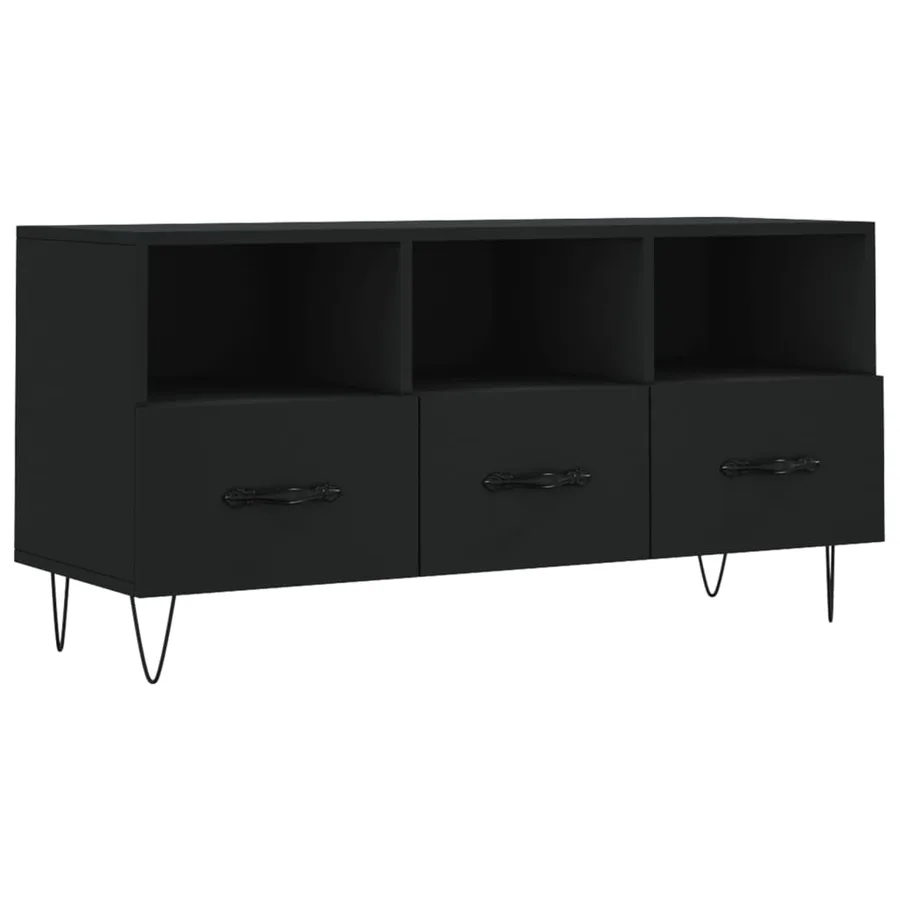 Meuble TV noir 102x36x50 cm bois d'ingénierie - 2