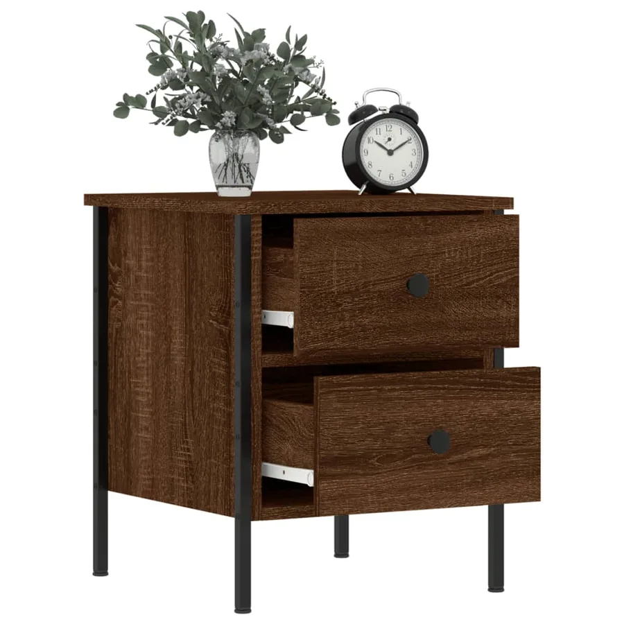 Tables de chevet 2pcs chêne marron 40x42x50cm bois d'ingénierie - 9