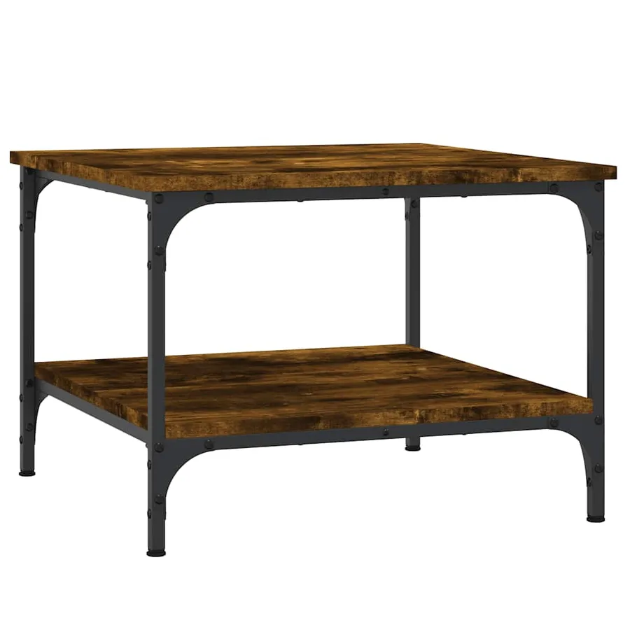 Table basse chêne fumé 55x55x40 cm bois d'ingénierie - 2