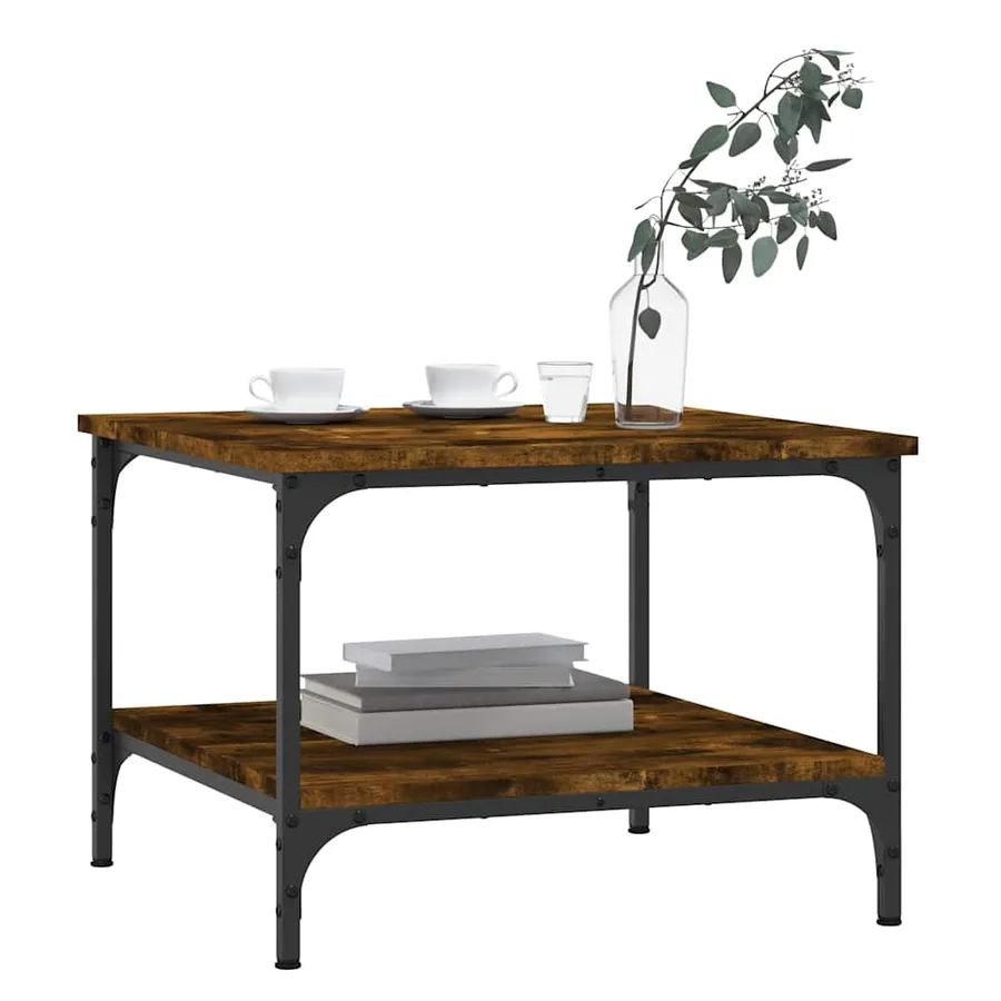 Table basse chêne fumé 55x55x40 cm bois d'ingénierie - 3