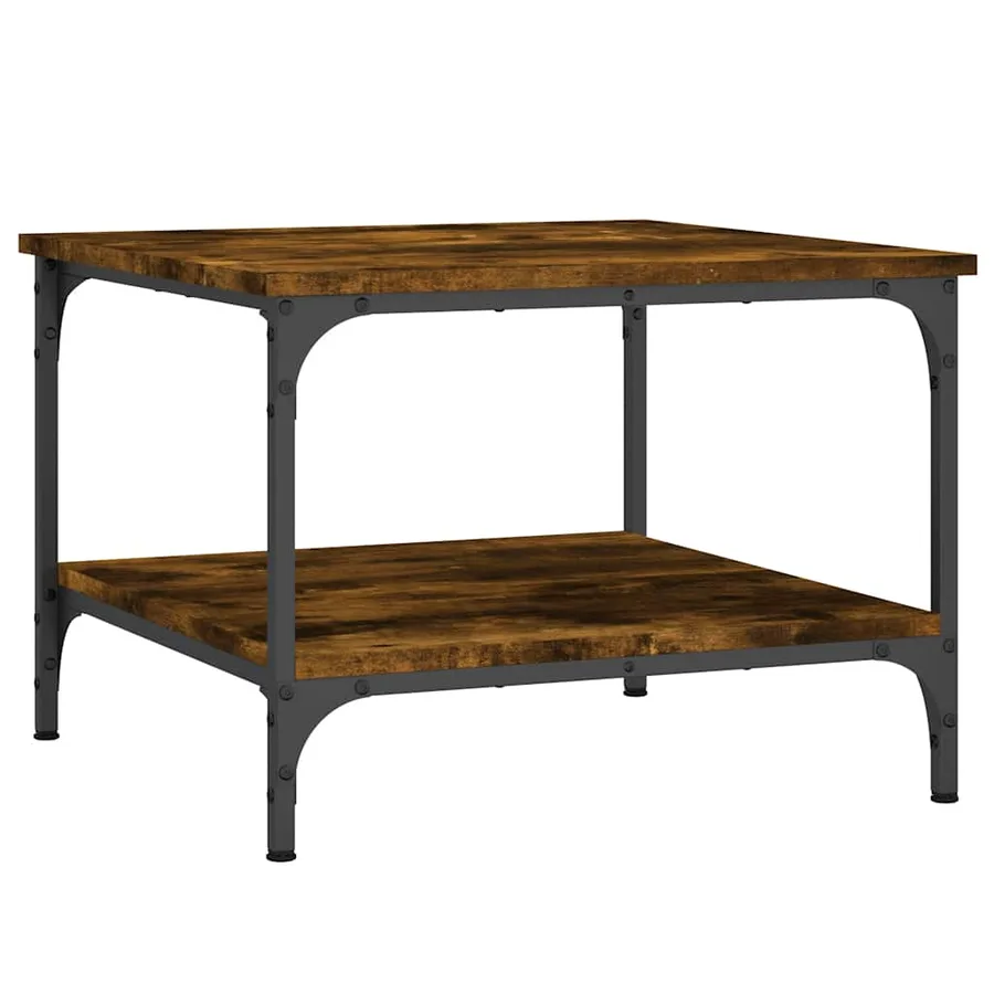 Table basse chêne fumé 55x55x40 cm bois d'ingénierie - 5