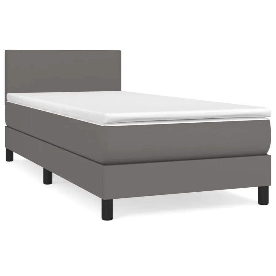 Sommier à lattes de lit avec matelas Gris 90x200 cm Similicuir - 2