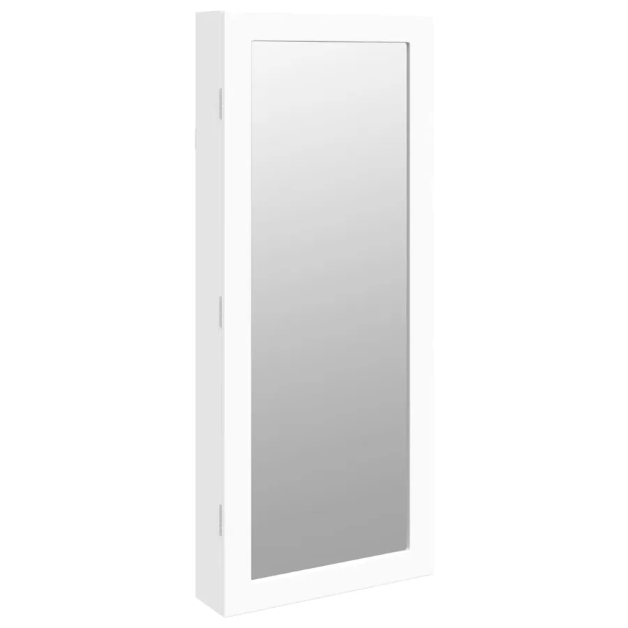 Armoire à bijoux avec miroir et éclairage LED mural blanc - 2