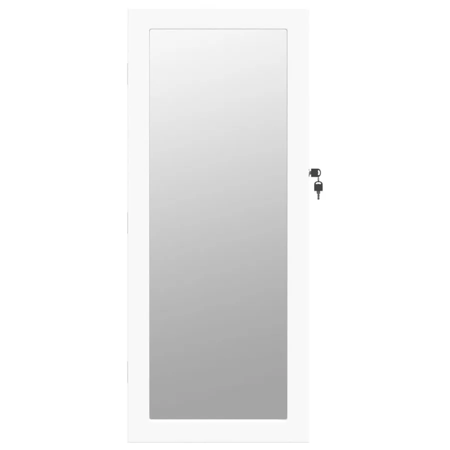Armoire à bijoux avec miroir et éclairage LED mural blanc - 4