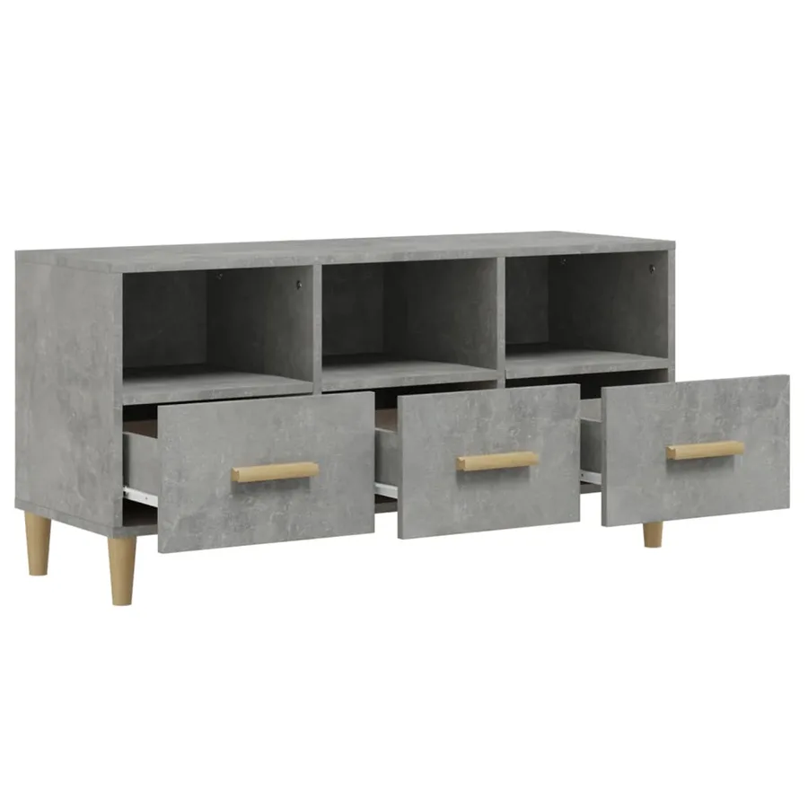 Meuble TV gris béton 102x36x50 cm bois d'ingénierie - 7