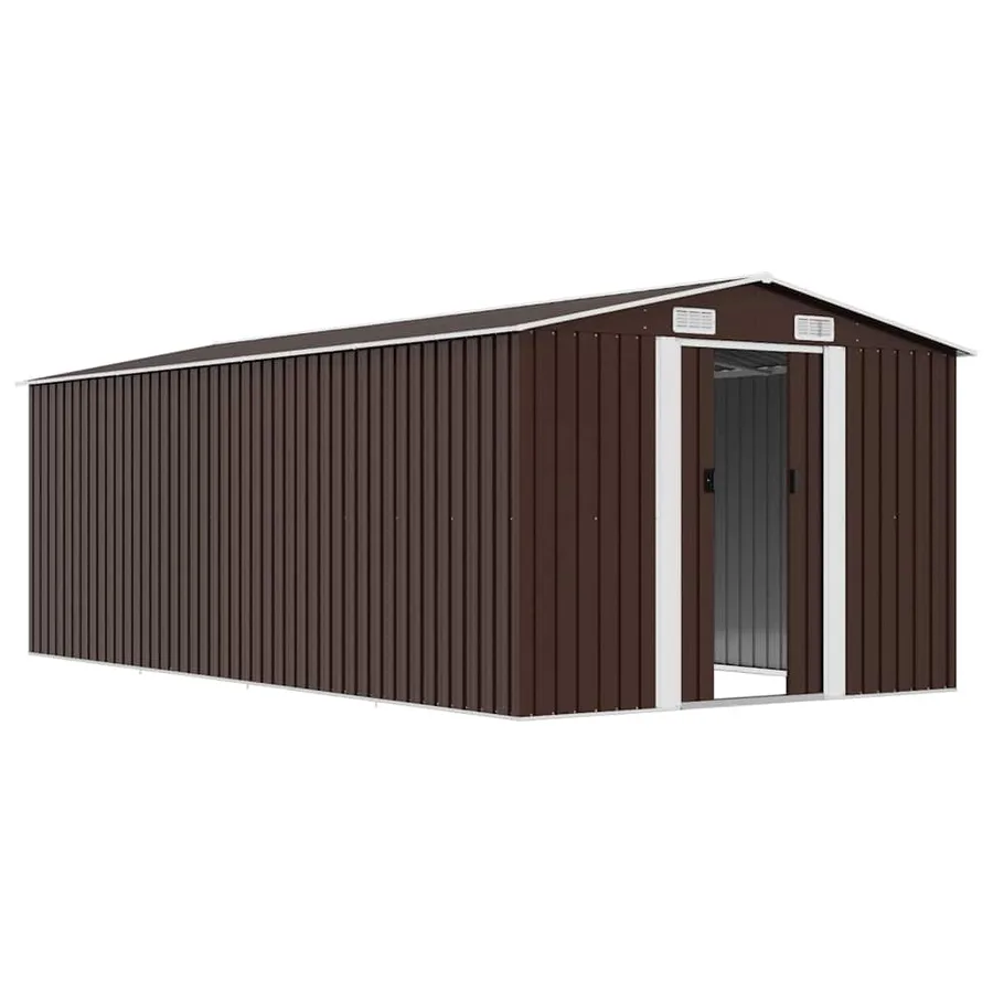 Abri de jardin 257x489x181 cm Métal Marron - 4
