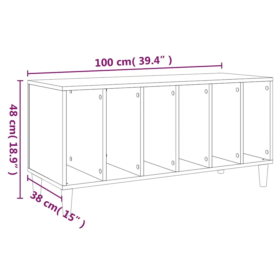 Armoire à disques noir 100x38x48 cm bois d'ingénierie - 8