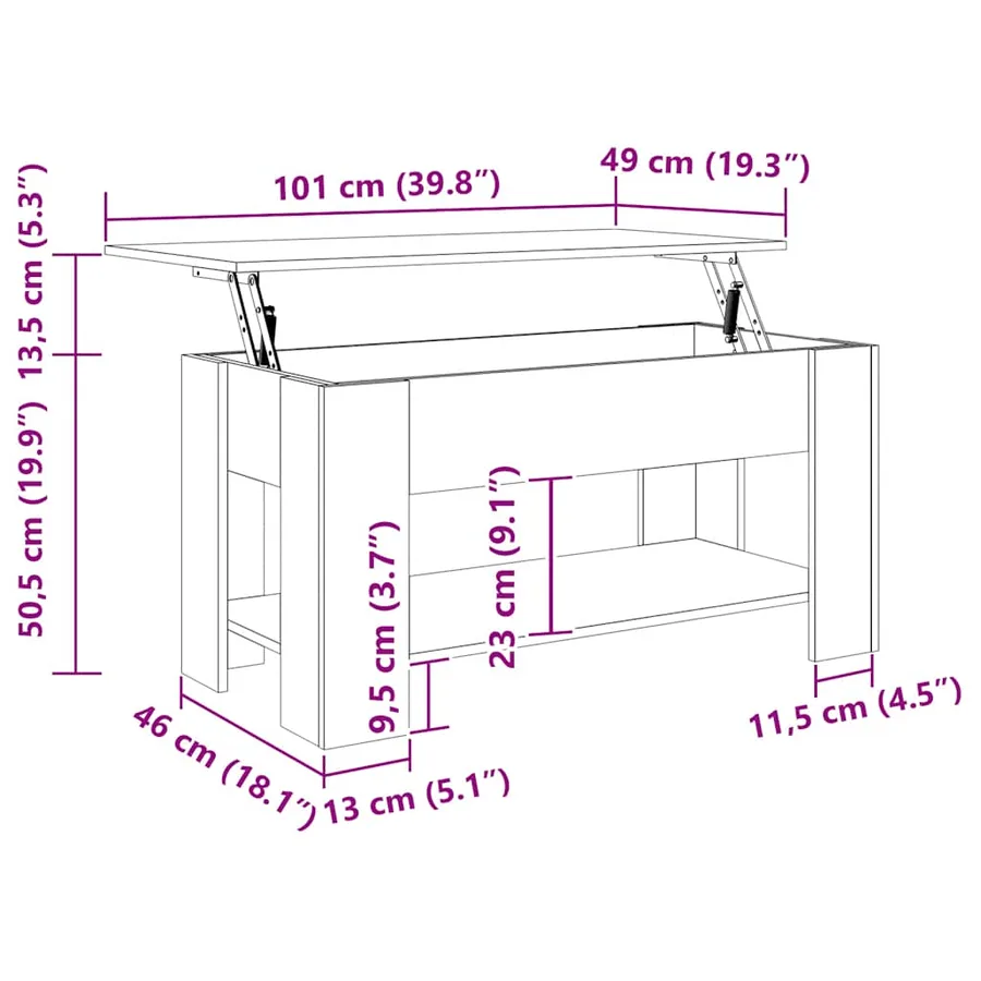 Table basse blanc brillant 101x49x52 cm bois d'ingénierie - 9