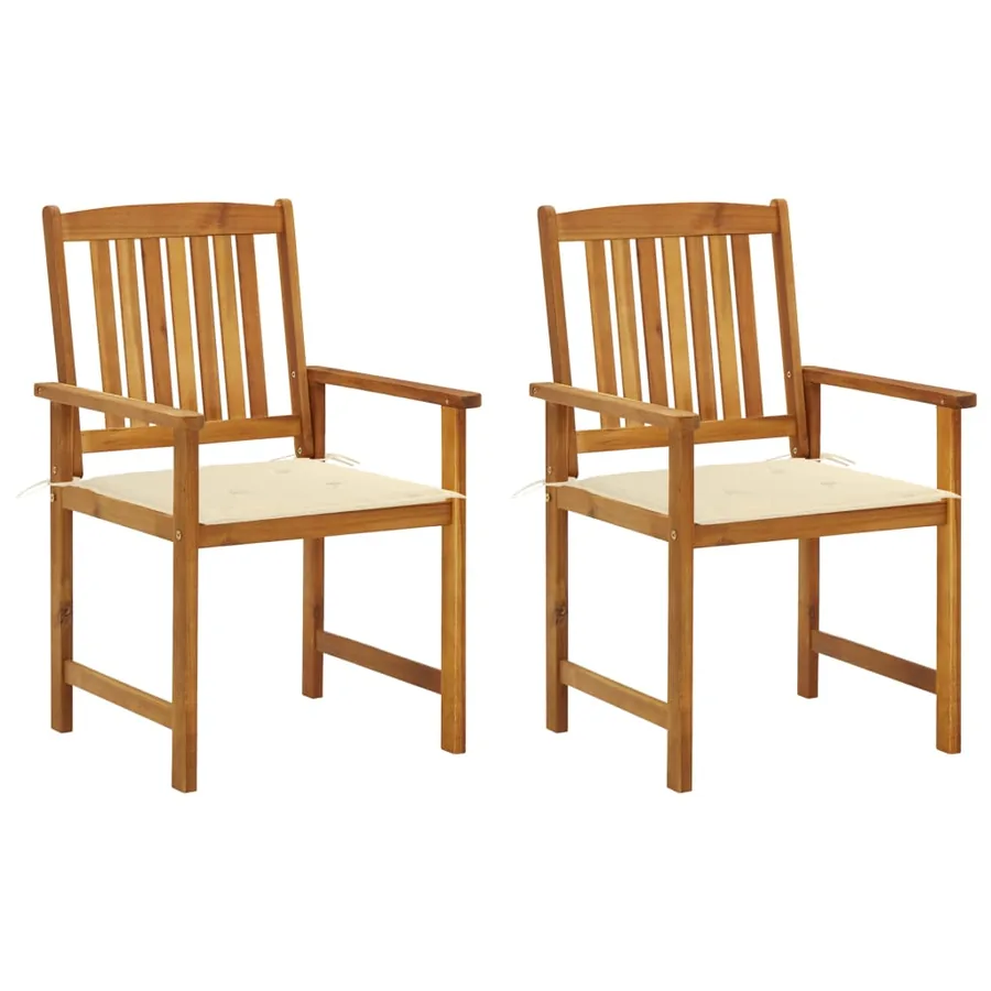 Chaises de jardin avec coussins lot de 2 Bois d'acacia massif