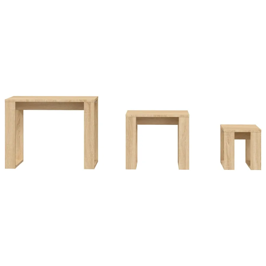 Tables gigognes 3 pcs Chêne sonoma Bois d'ingénierie - 7