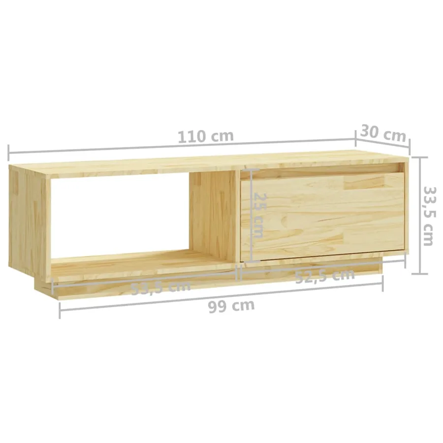 Meuble TV 110x30x33,5 cm Bois de pin massif - 10