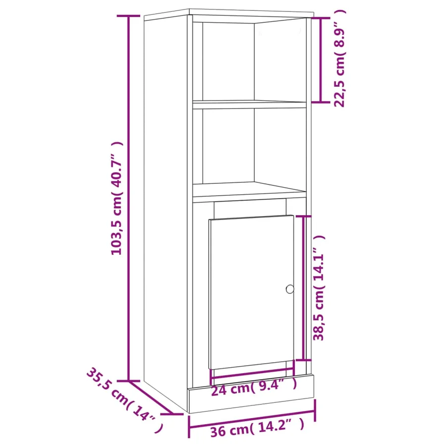 Buffet haut chêne fumé 36x35,5x103,5 cm bois d'ingénierie - 10