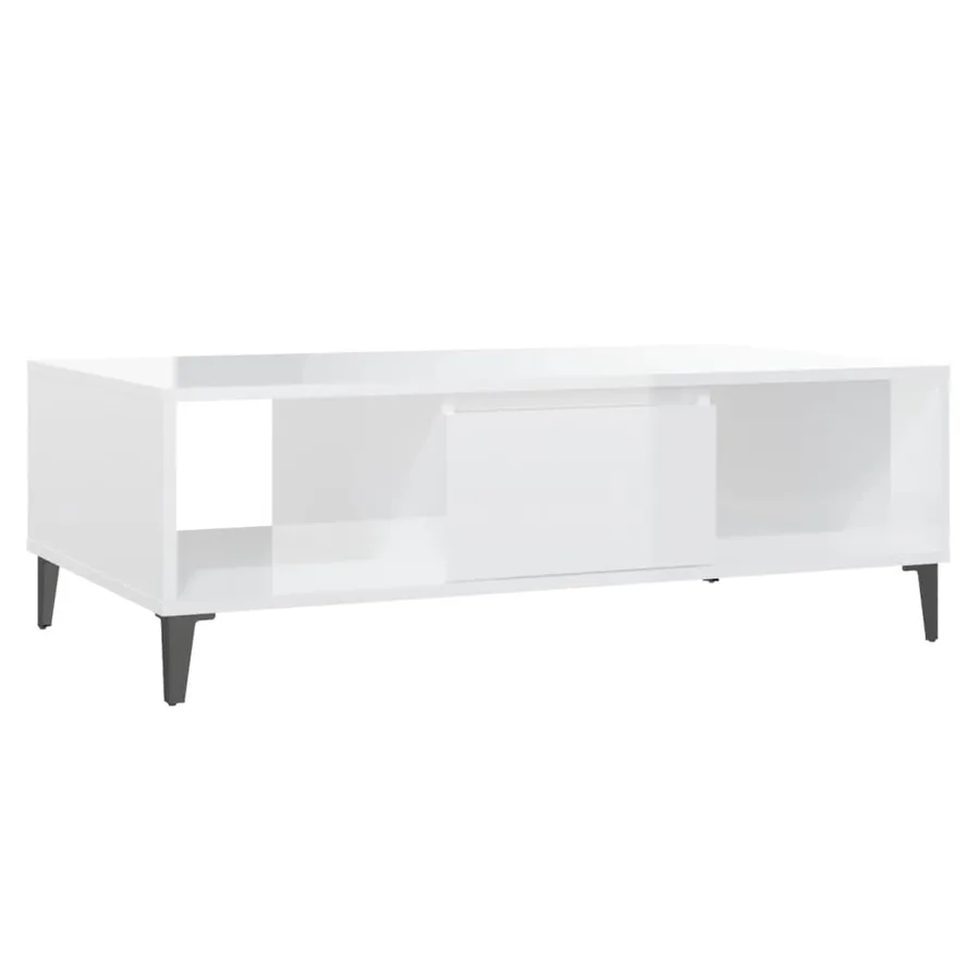Table basse blanc brillant 103,5x60x35 cm bois d'ingénierie - 2