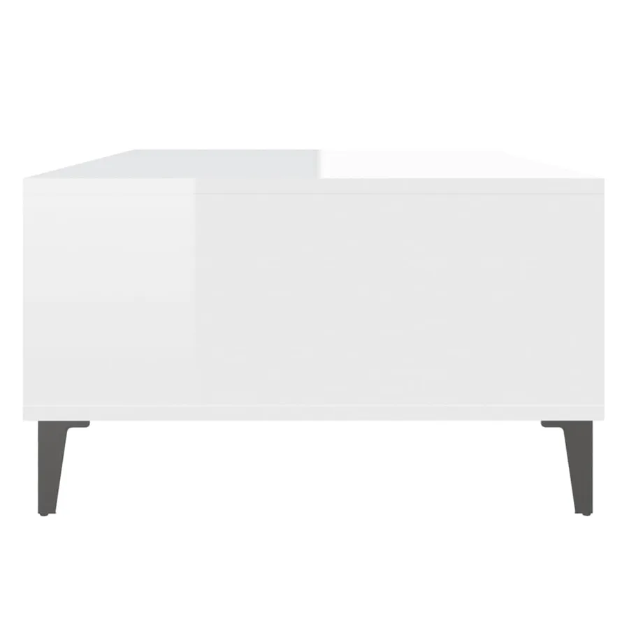 Table basse blanc brillant 103,5x60x35 cm bois d'ingénierie - 6