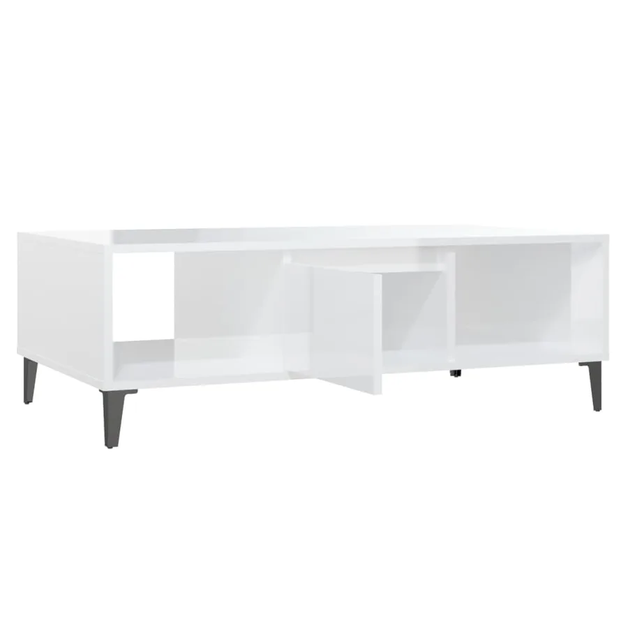 Table basse blanc brillant 103,5x60x35 cm bois d'ingénierie - 7