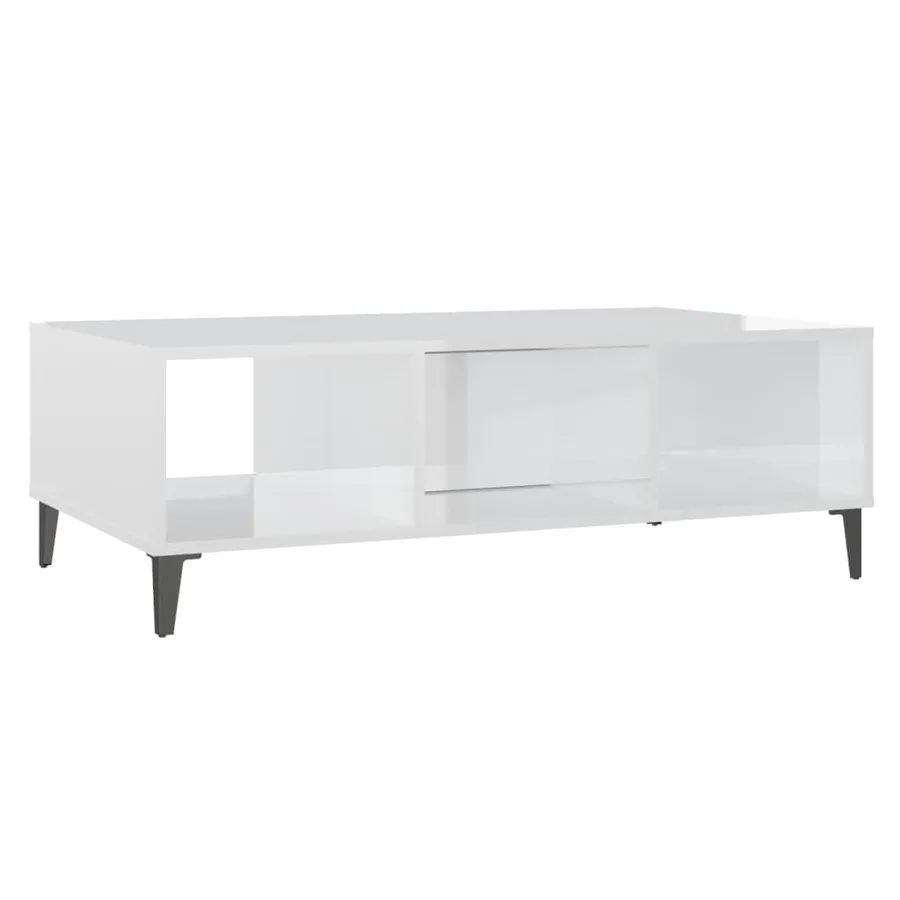 Table basse blanc brillant 103,5x60x35 cm bois d'ingénierie - 8