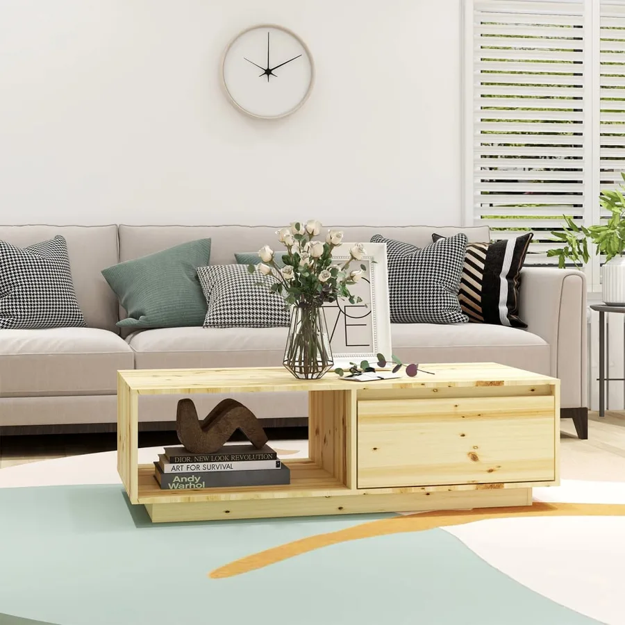 Table basse 110x50x33,5 cm bois de sapin massif - 3