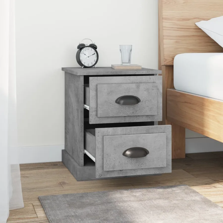 Tables de chevet 2 pcs gris béton 39x39x47,5 cm bois ingénierie - 4