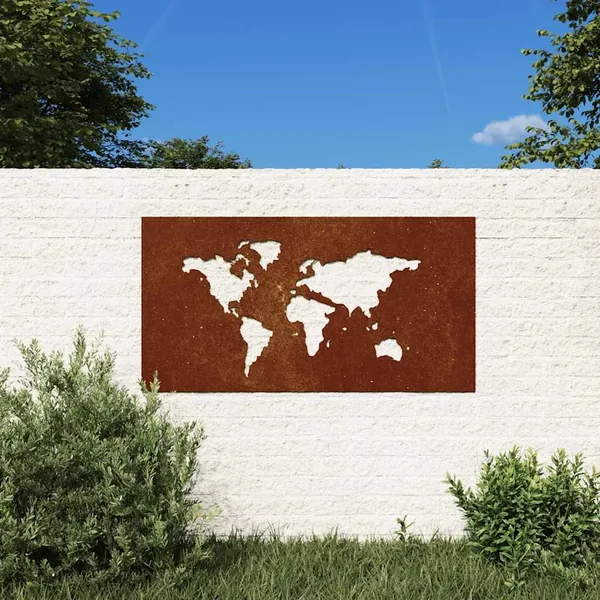 Décoration murale jardin 105x55 cm design de carte du monde