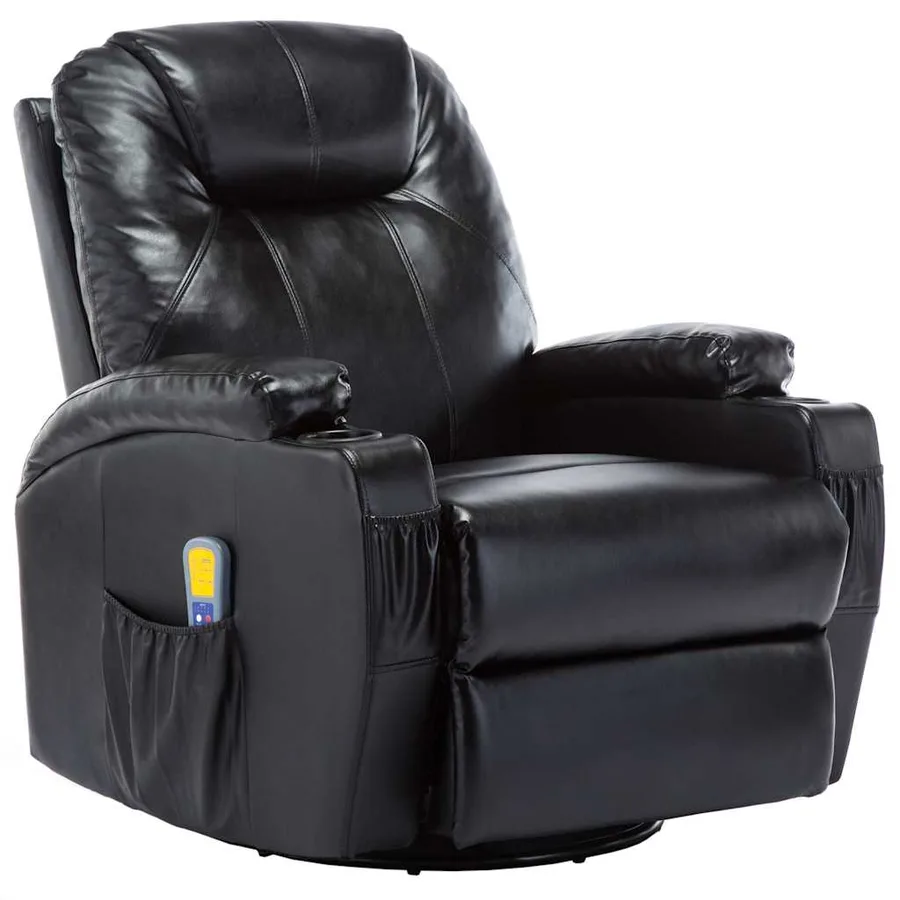Fauteuil à bascule de massage Noir Similicuir - 2