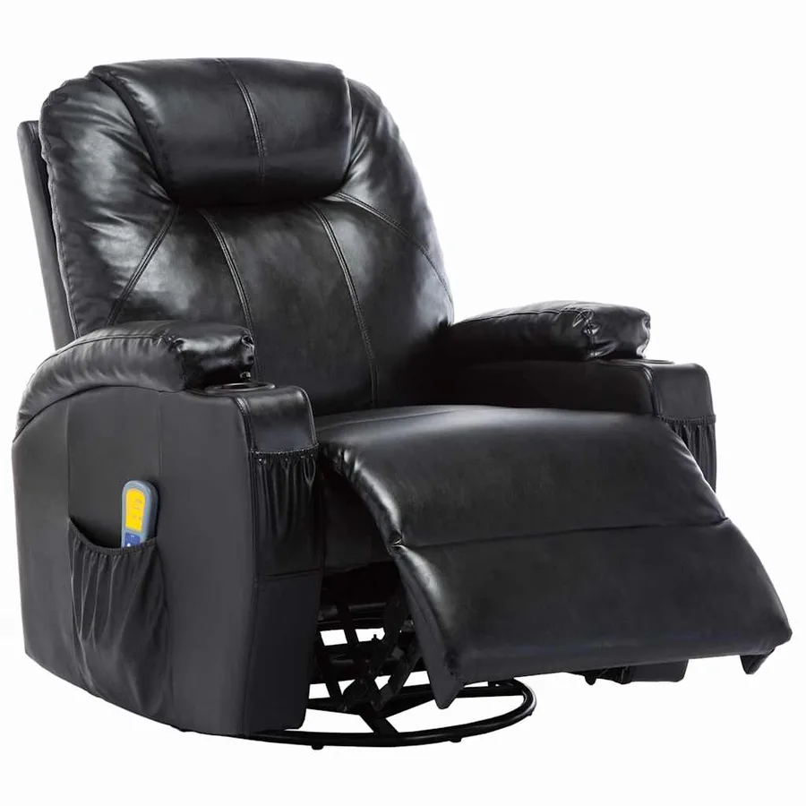 Fauteuil à bascule de massage Noir Similicuir - 3