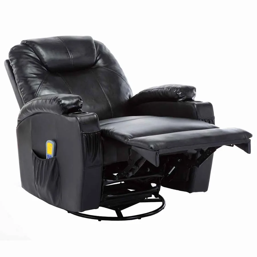 Fauteuil à bascule de massage Noir Similicuir - 4