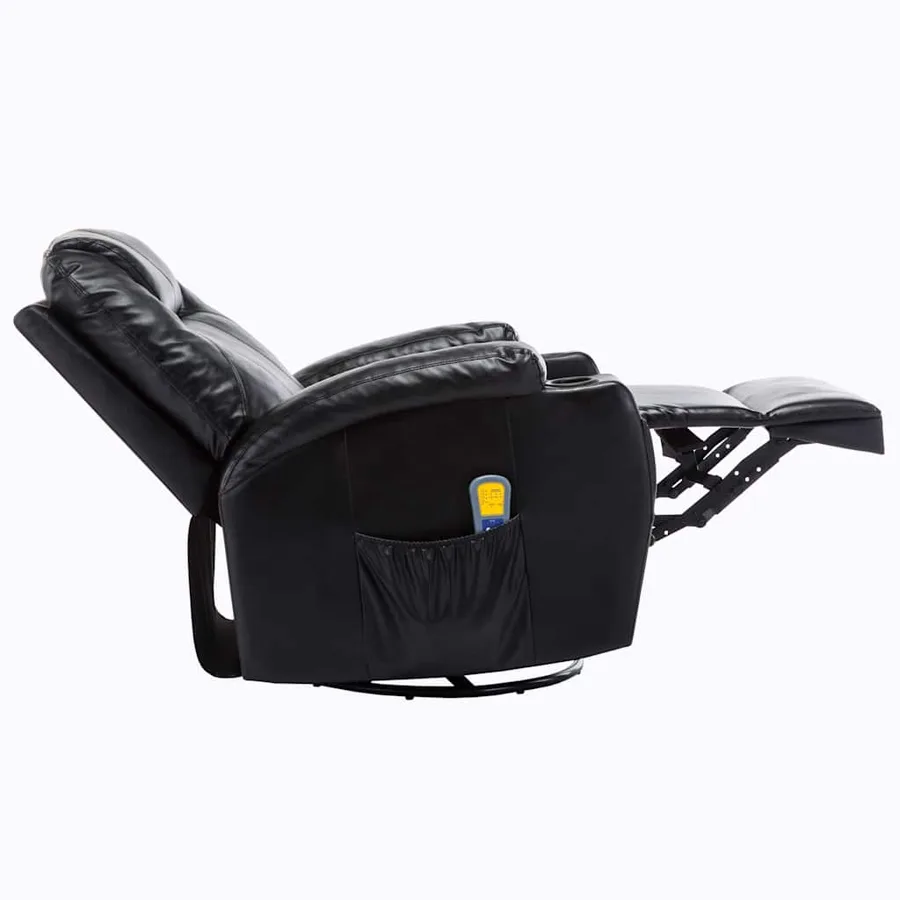 Fauteuil à bascule de massage Noir Similicuir - 6